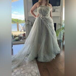 Stunning Andrea and Leo gown, sage green, size 12